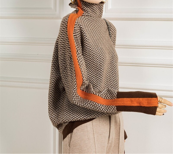 Sophia - Herringbone Luxe Turtleneck