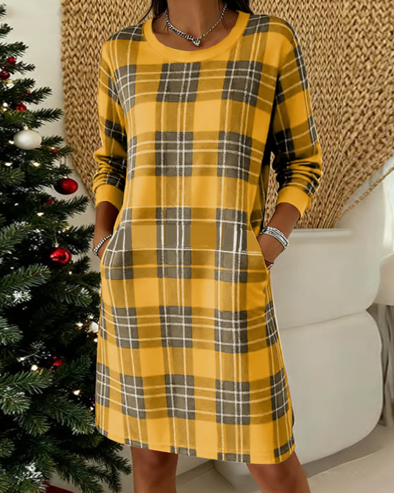 Dress Long Sleeve Checkered Sweatshirt