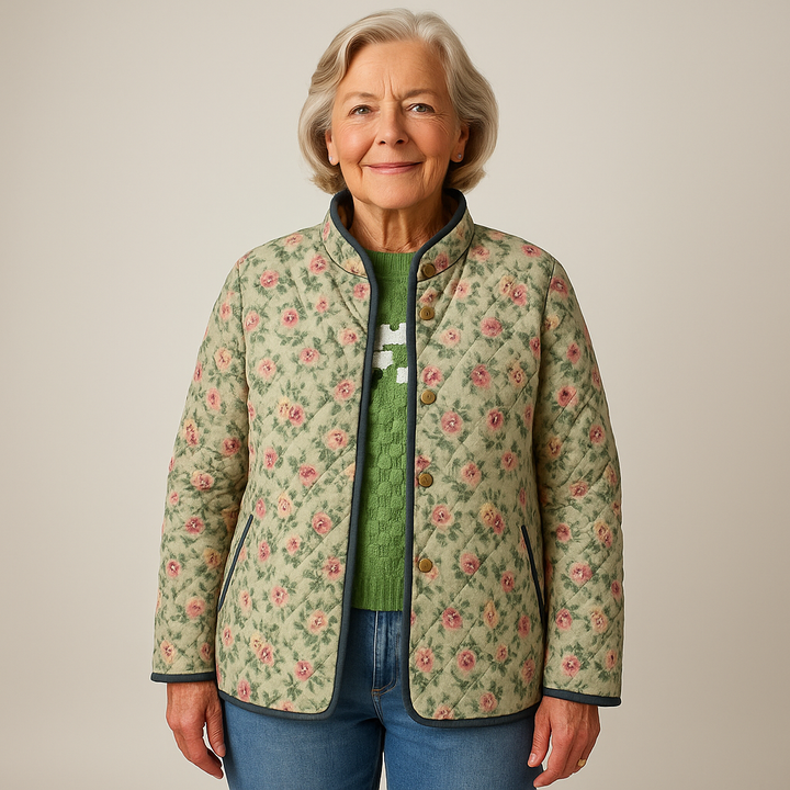 Elle | Delightful Floral-Printed Quilted Jacket for Women