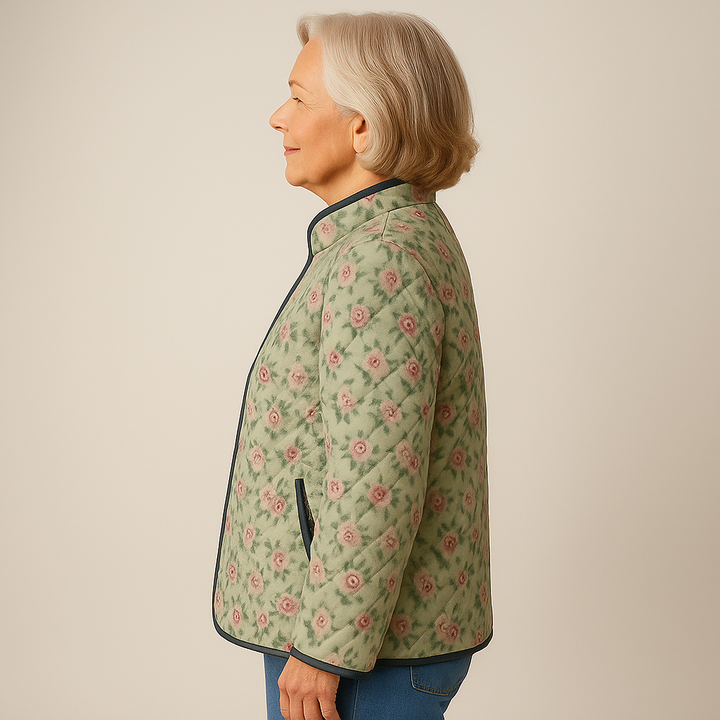 Elle | Delightful Floral-Printed Quilted Jacket for Women