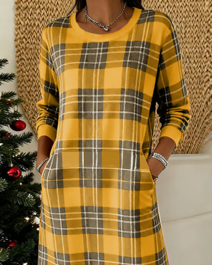 Dress Long Sleeve Checkered Sweatshirt
