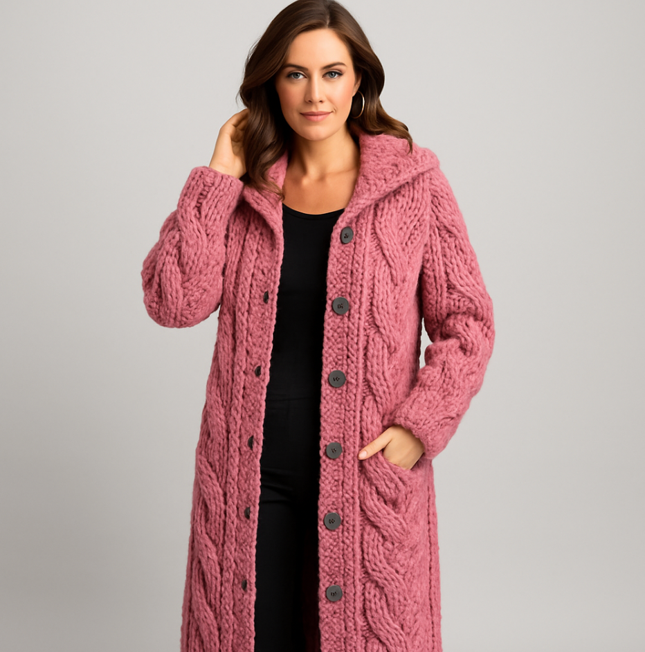 Karin - Elegant Cosy Coat With Tummy Coverage