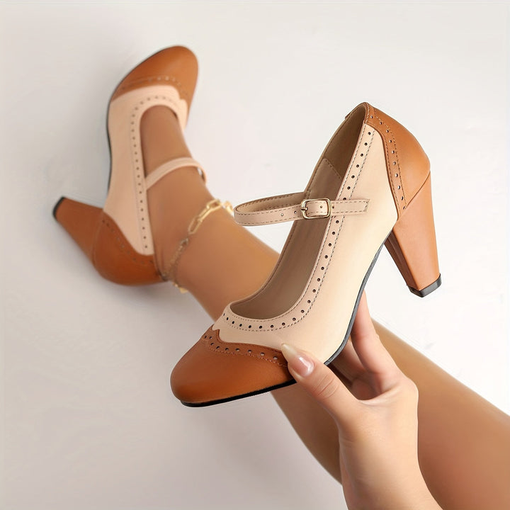 Amy™ | Elegant Two-Tone Heels with Comfortable Heel