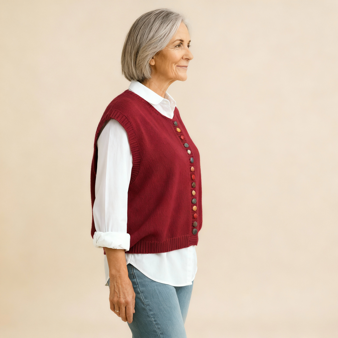 THE MARIBEL | COLOR-BUTTON KNIT VEST