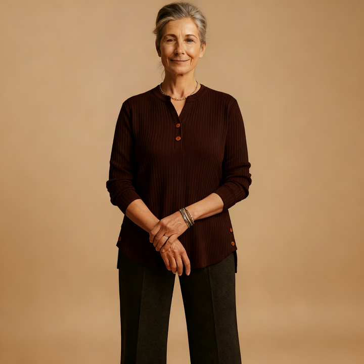 Louisa | Solid Knit Sweater with Long Sleeves