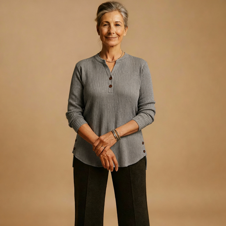 Louisa | Solid Knit Sweater with Long Sleeves