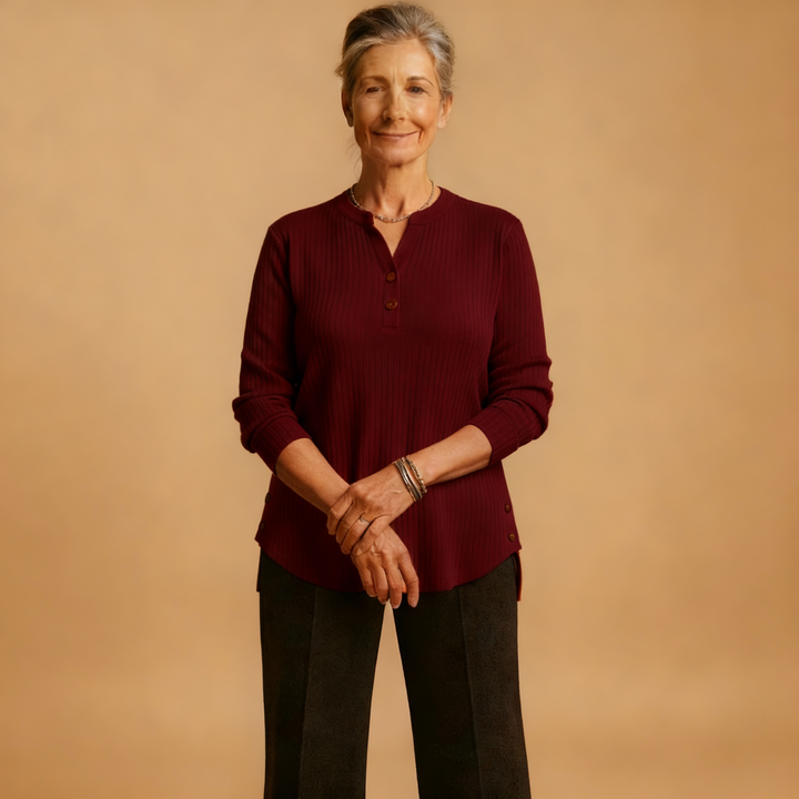 Louisa | Solid Knit Sweater with Long Sleeves