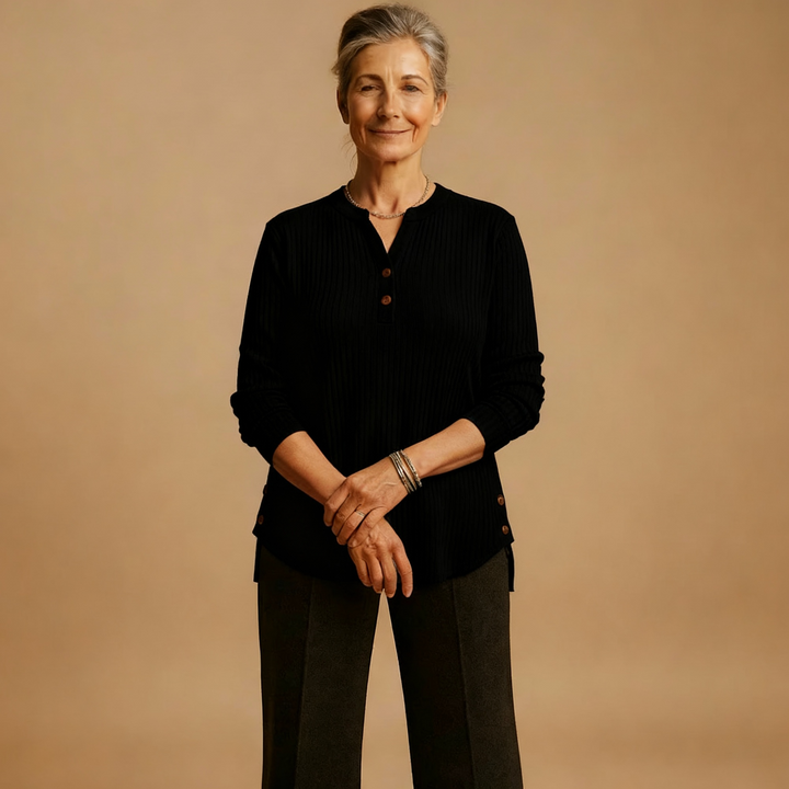 Louisa | Solid Knit Sweater with Long Sleeves