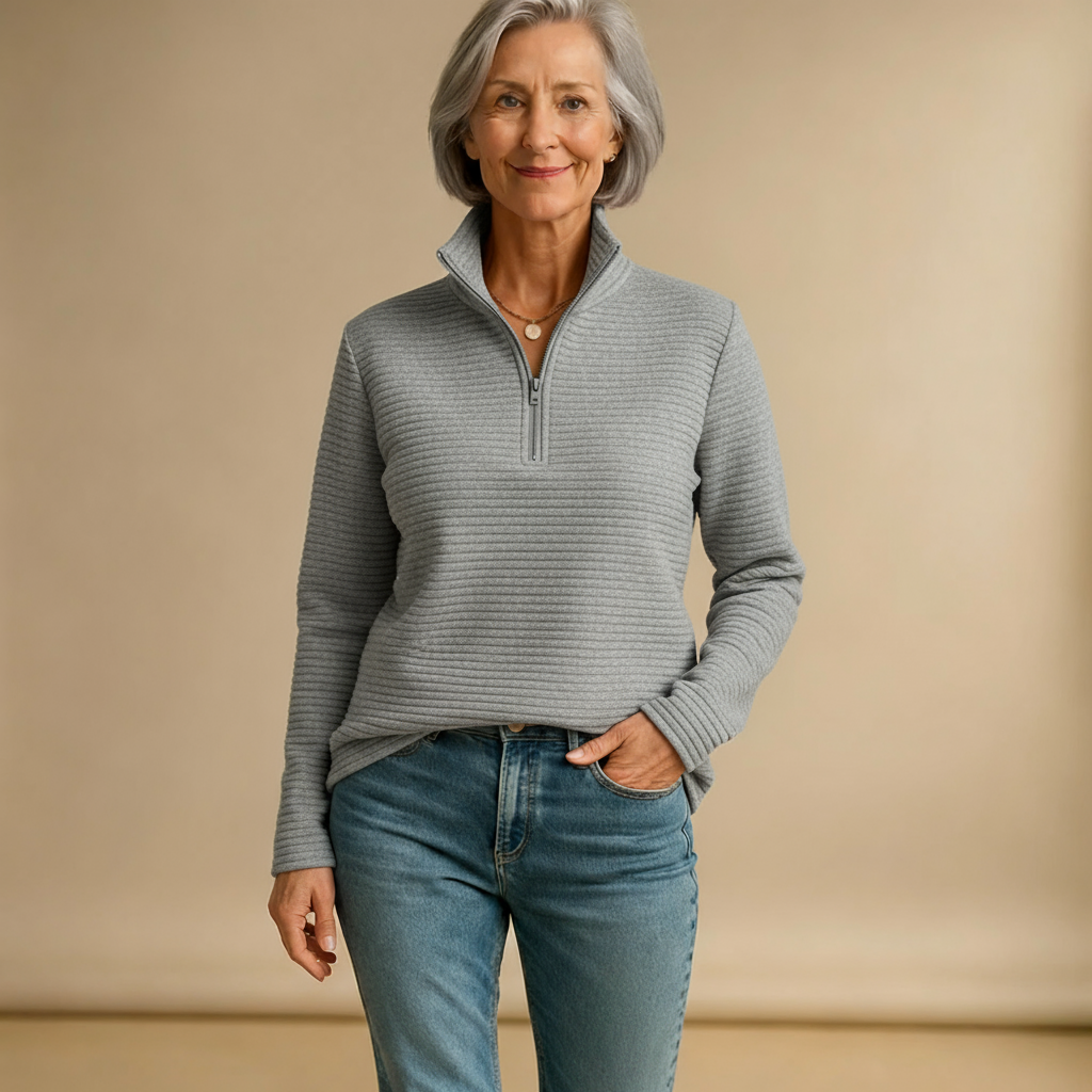 Sweater with Polo Zip