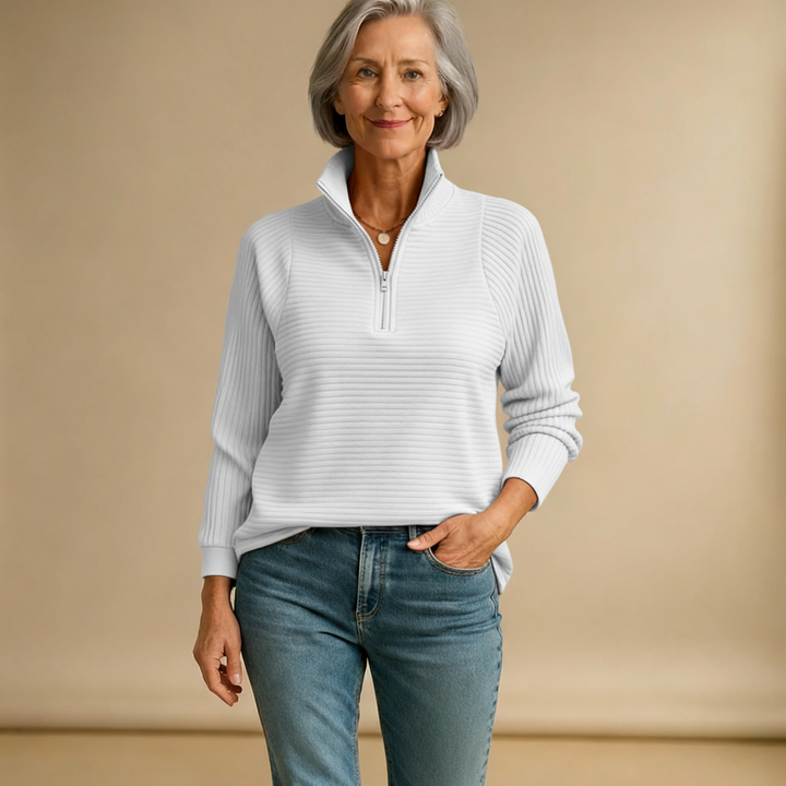 Sweater with Polo Zip