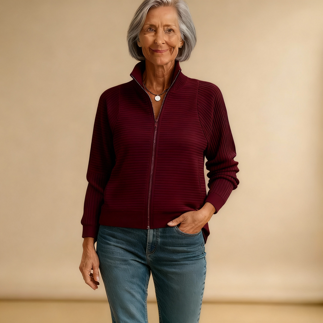 Sweater with Polo Zip