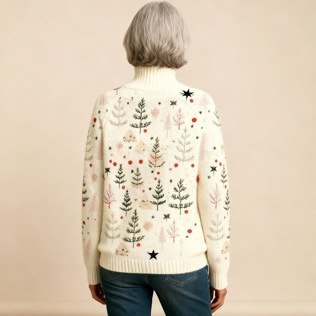 Ivory Christmas Knit Turtleneck Sweater