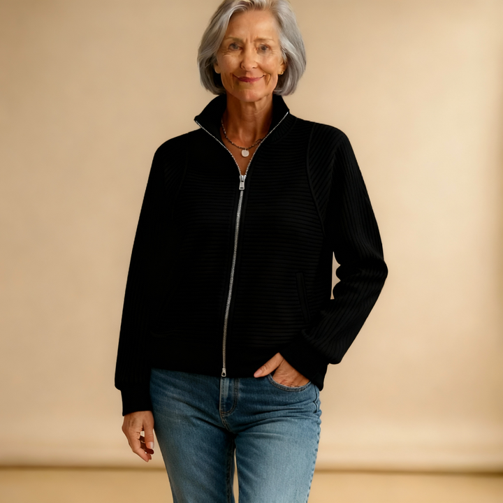 Sweater with Polo Zip