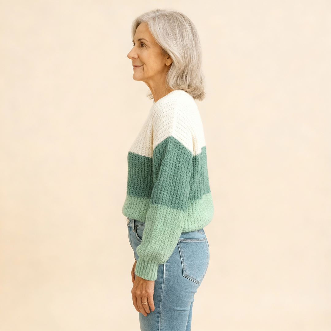 Elegant Three-Color Patchwork Sweater