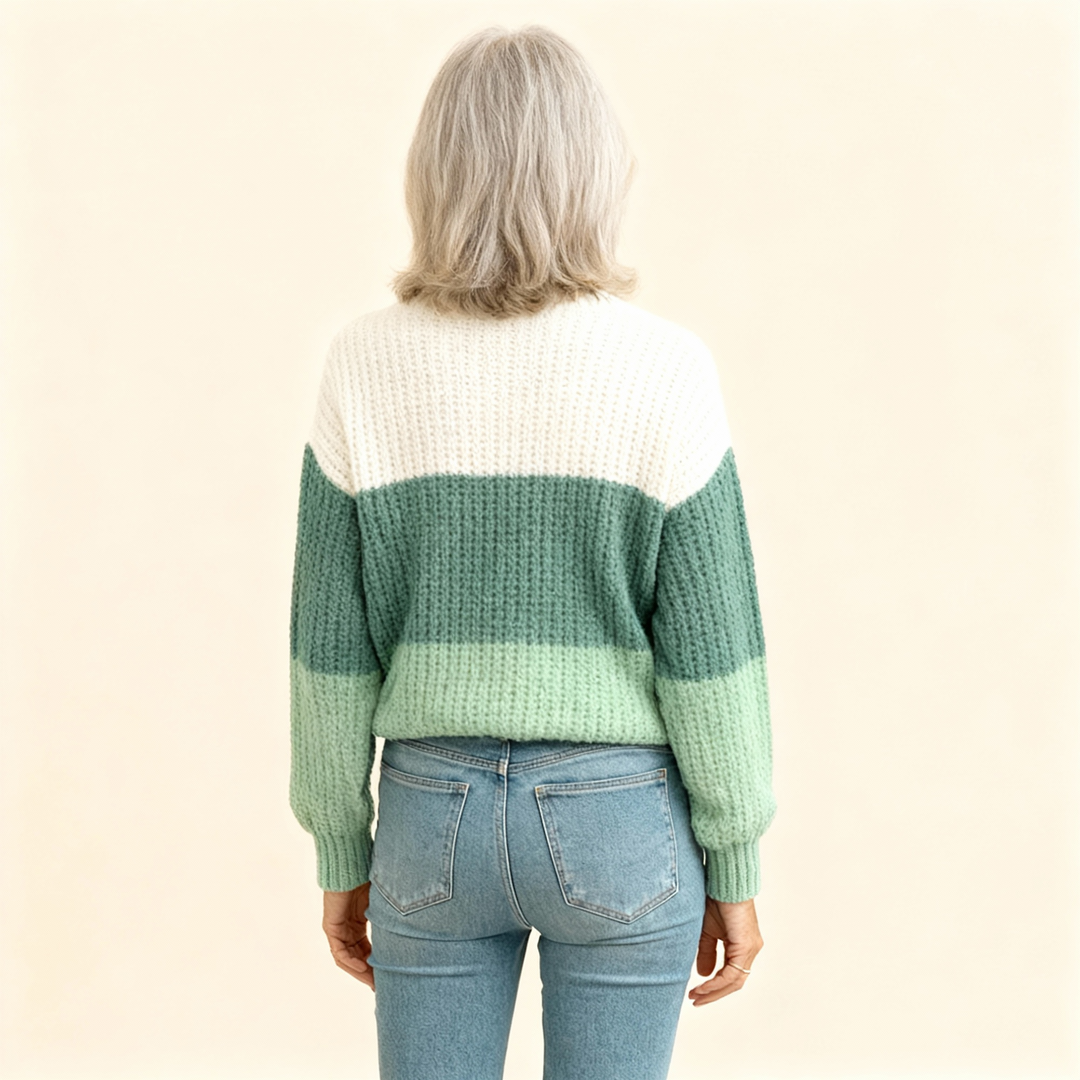 Elegant Three-Color Patchwork Sweater