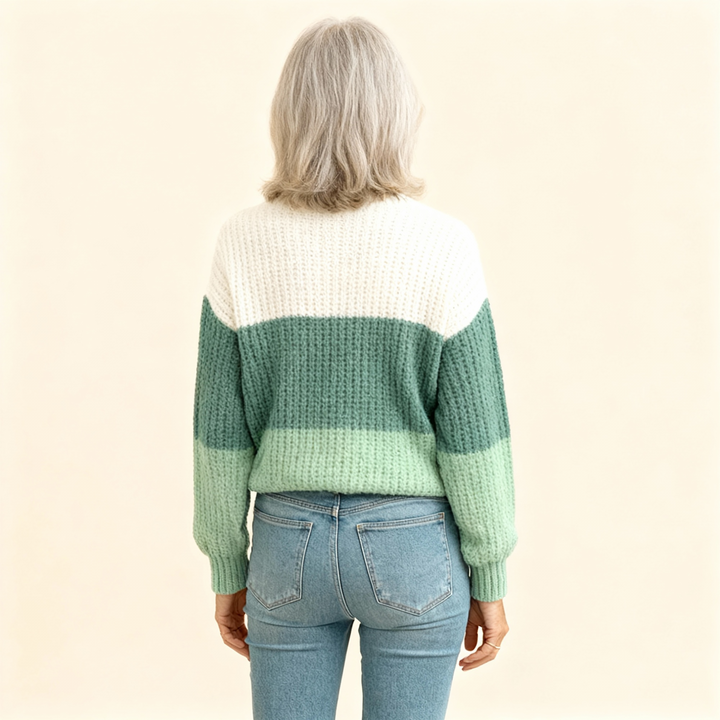 Elegant Three-Color Patchwork Sweater