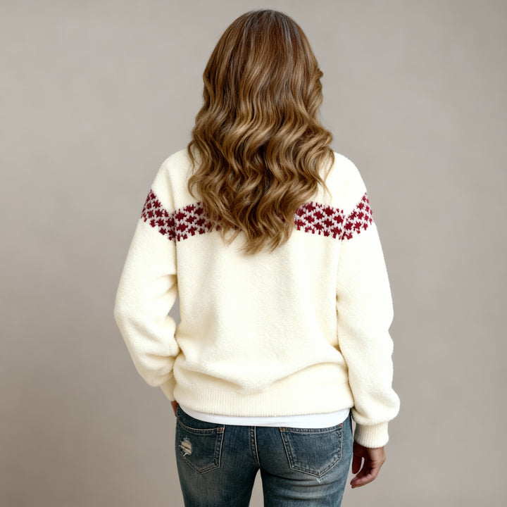 Comfortable Flannel Sweatshirt Retro Christmas Animal Art for Women