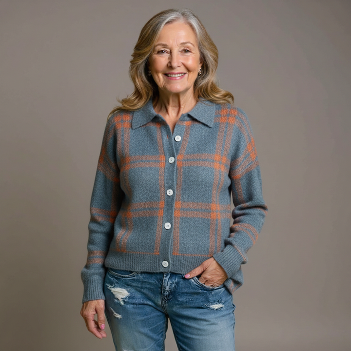 Mira | Soft Blouse with Check Pattern