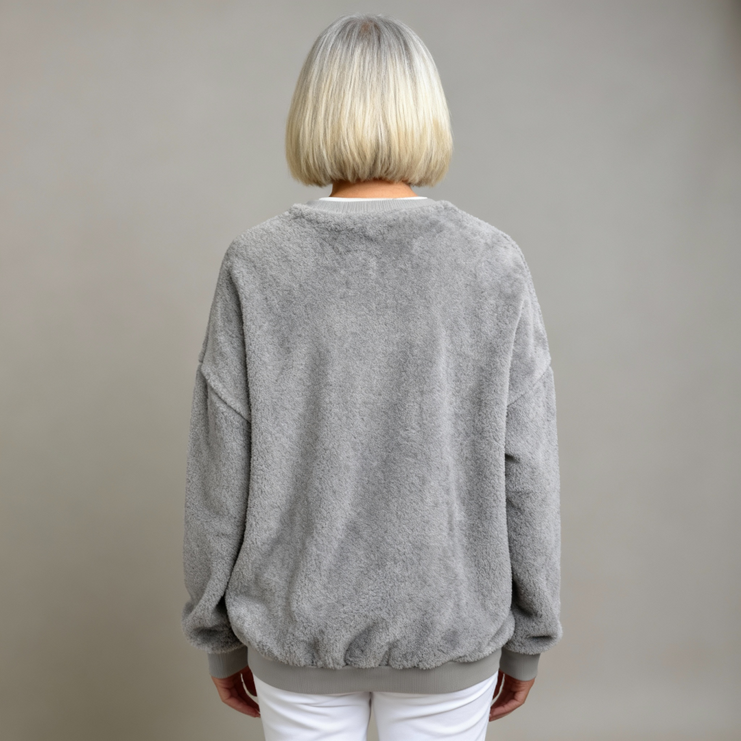 Casual Hooded Flannel Sweatshirt with Christmas Cat Print for Women