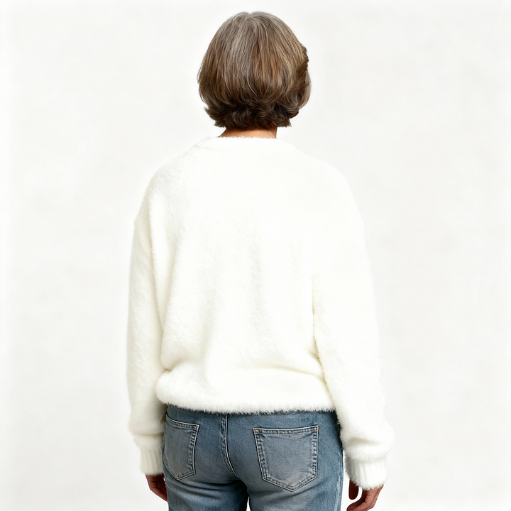 Casual Flannel Sweatshirt with Christmas Cat Print for Women