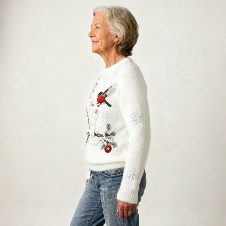 Flannel Sweatshirt with Cute Cat Print for Women