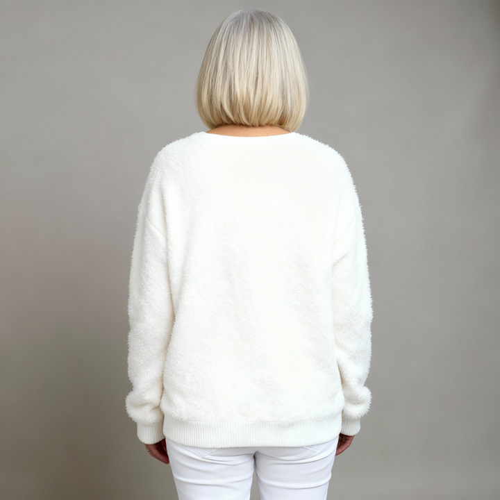 Casual Flannel Sweatshirt with Christmas Cat Print for Women