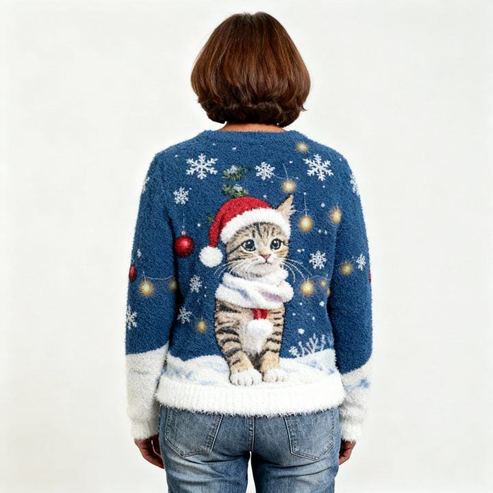 Casual Flannel T-Shirt with Retro Animal Art for Women