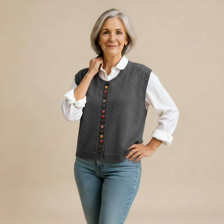 THE MARIBEL | COLOR-BUTTON KNIT VEST