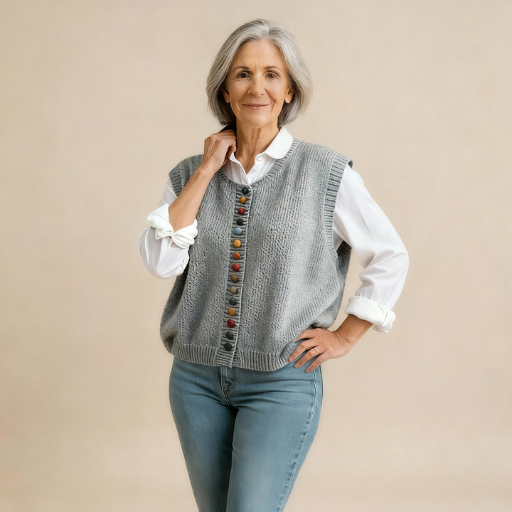 THE MARIBEL | COLOR-BUTTON KNIT VEST