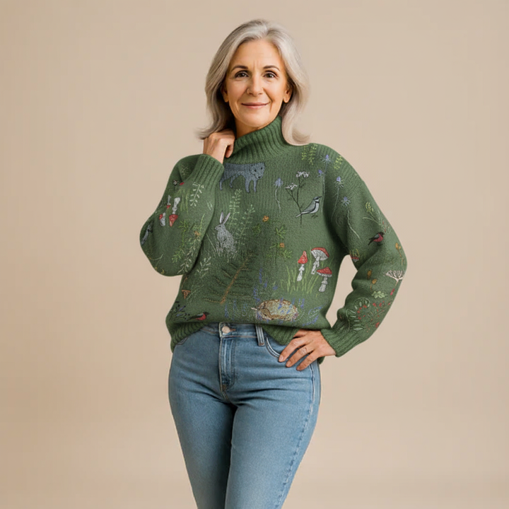 Zoe | Warm Floral Turtleneck