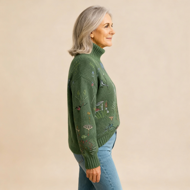 Zoe | Warm Floral Turtleneck