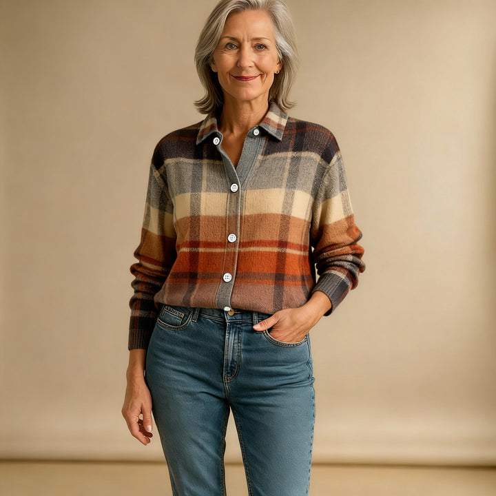 Fleur | Checked Blouse Made from Warm, Soft Material