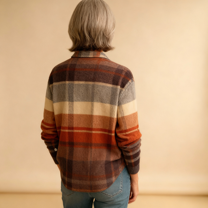Fleur | Checked Blouse Made from Warm, Soft Material