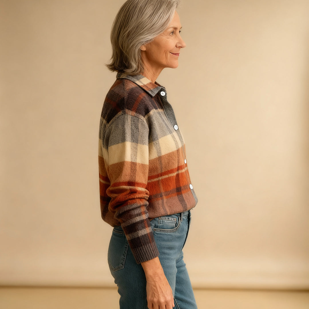 Fleur | Checked Blouse Made from Warm, Soft Material