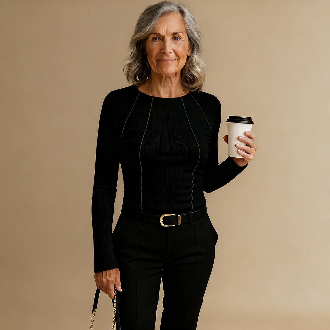 AISOLA | Stylish Fitted Top in Ribbed Fabric