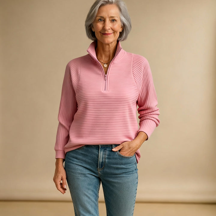 Sweater with Polo Zip