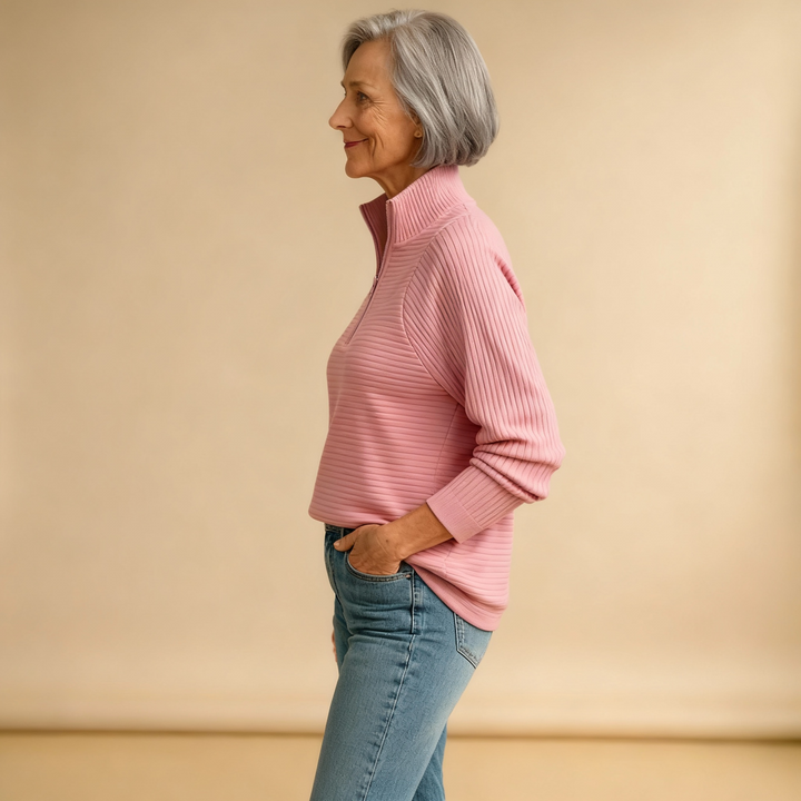 Sweater with Polo Zip