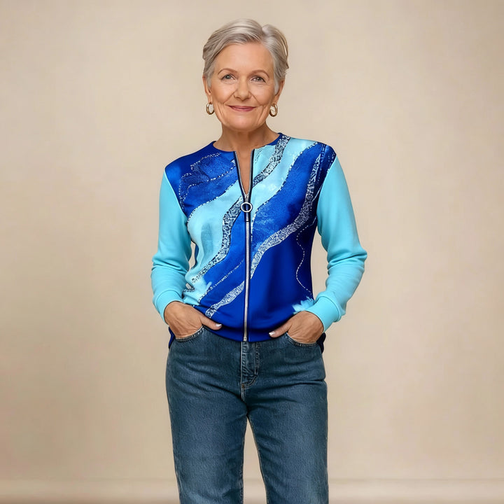 Melissa | Half-Zip Sweatshirt with Vintage Print