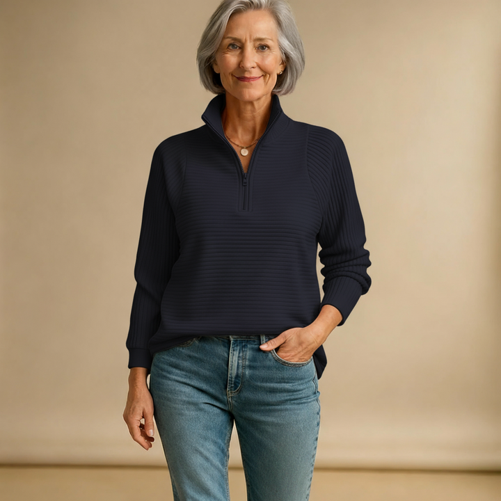 Sweater with Polo Zip