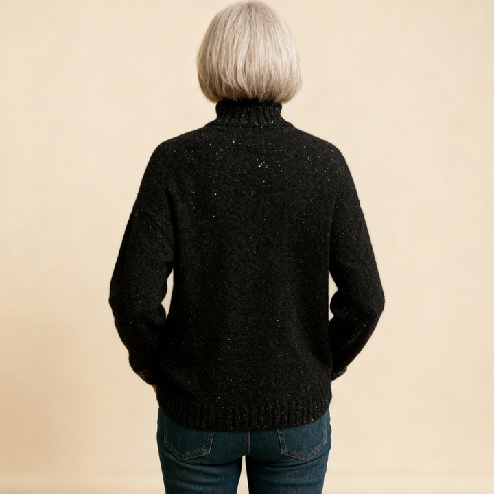 Glitter Christmas Tree Knit Turtleneck Sweater