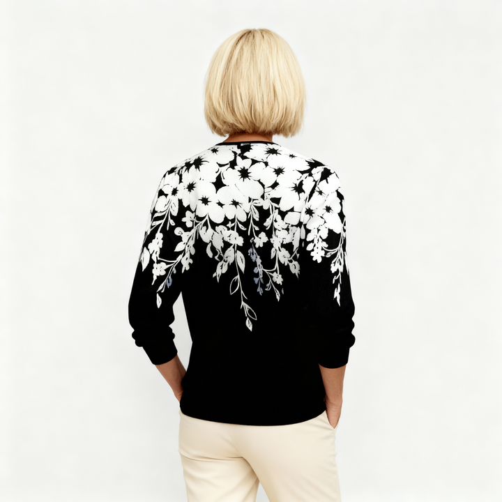 Jennifer | Printed Sweatshirt with Half Zipper and Collar