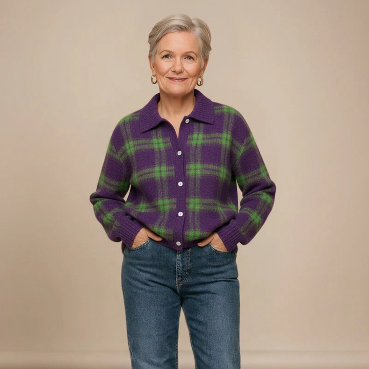 Maria | Soft Blouse with Check Pattern