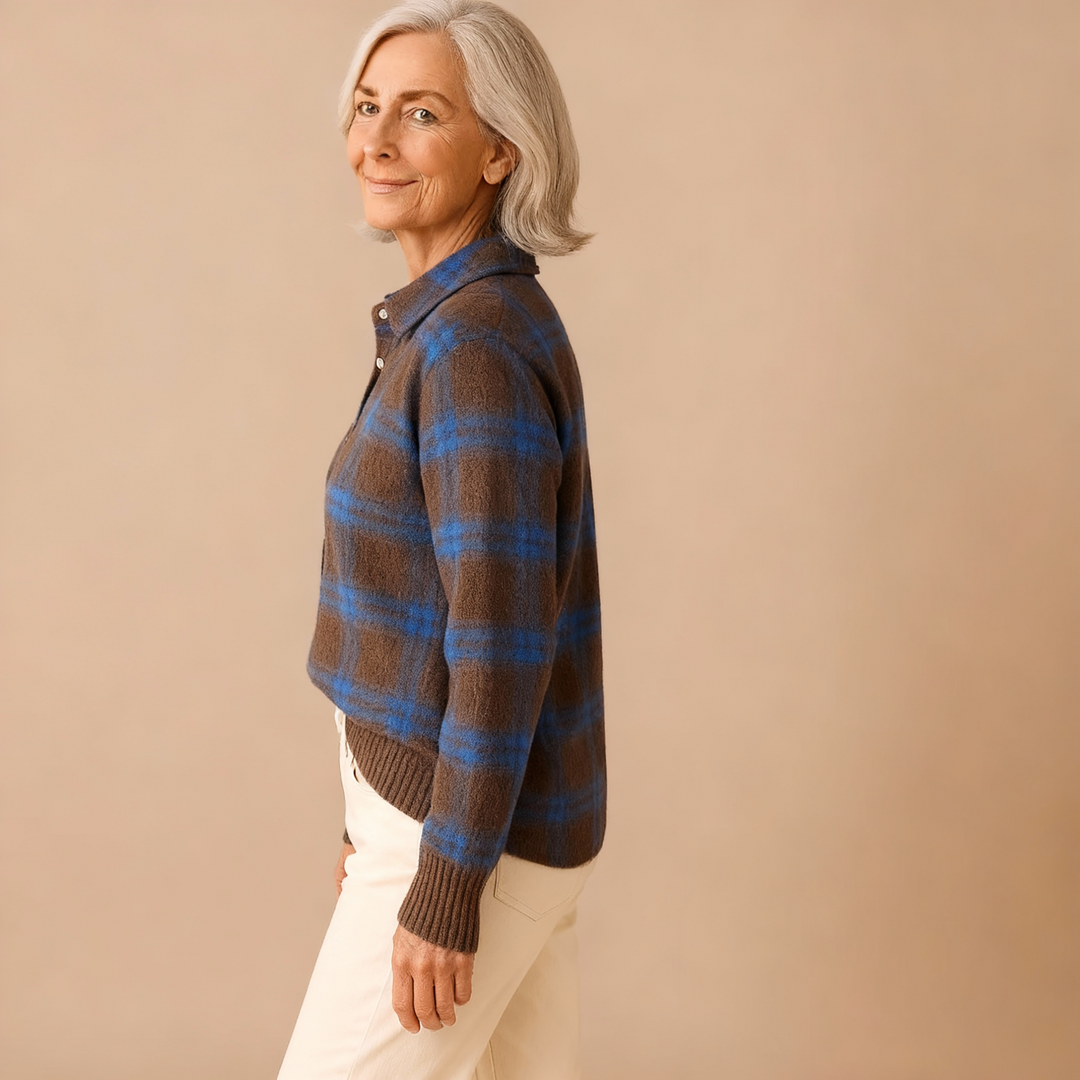 Liz | Soft Blouse with Check Pattern