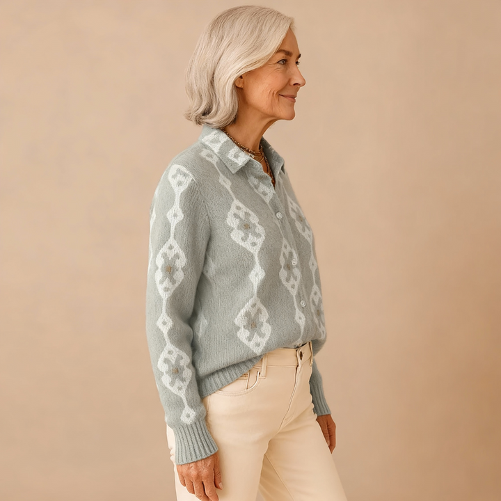 Renee | Elegant Knit Blouse with Diamond Pattern