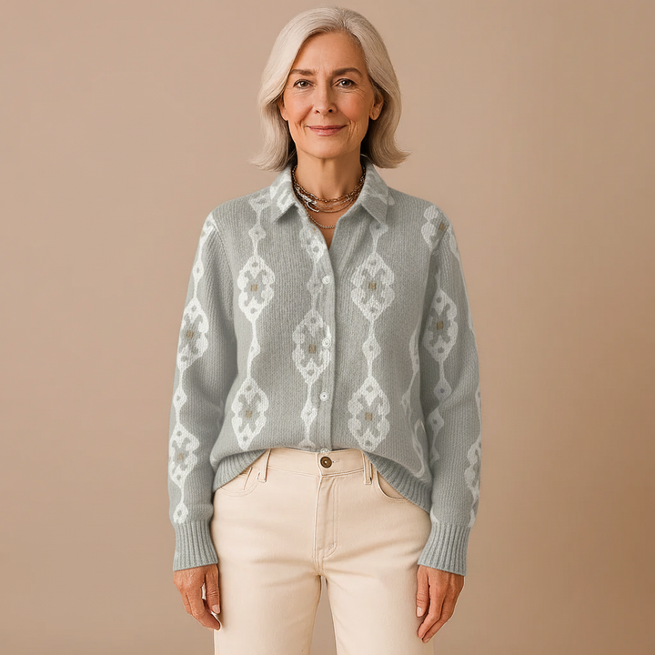 Renee | Elegant Knit Blouse with Diamond Pattern