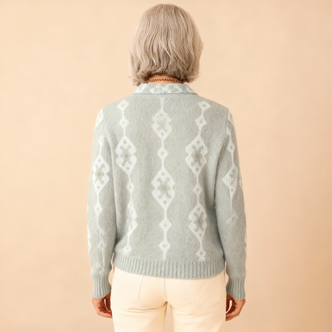 Renee | Elegant Knit Blouse with Diamond Pattern