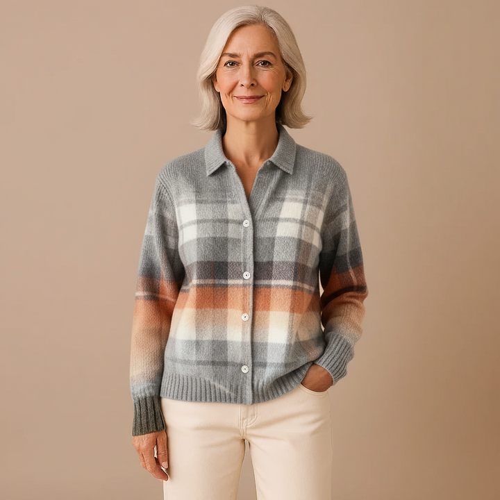 Elena | Checked Blouse in Soft Tones