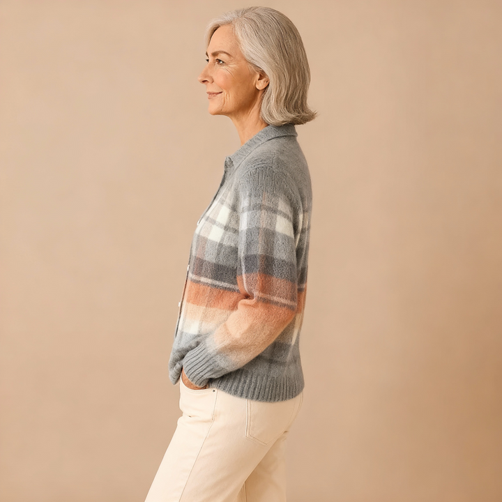 Elena | Checked Blouse in Soft Tones