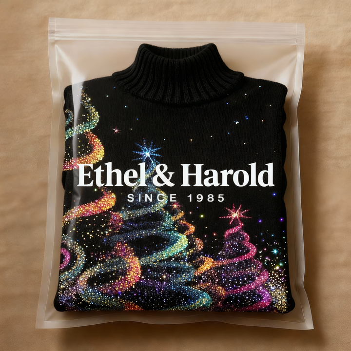 Glitter Christmas Tree Knit Turtleneck Sweater