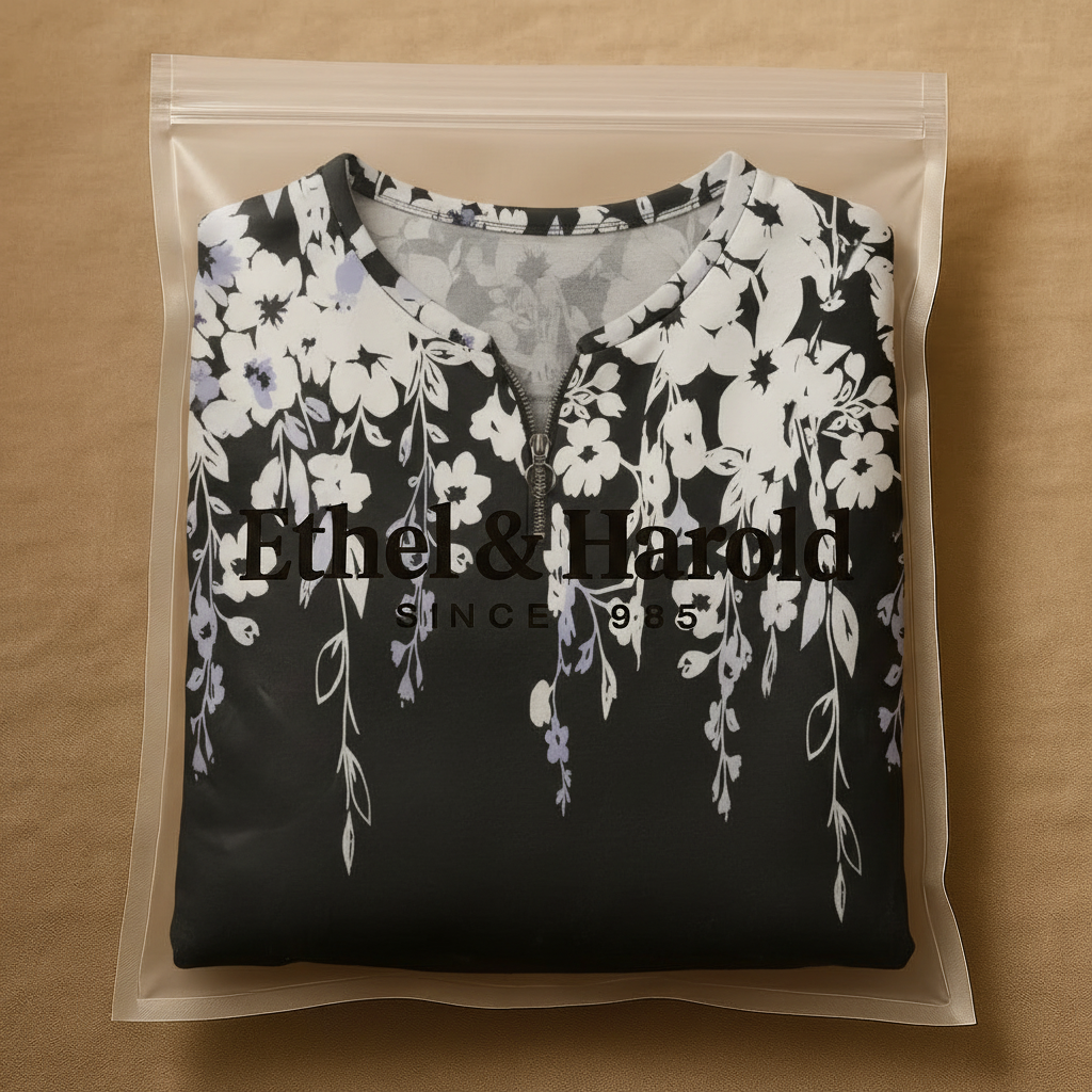 Jennifer | Printed Sweatshirt with Half Zipper and Collar